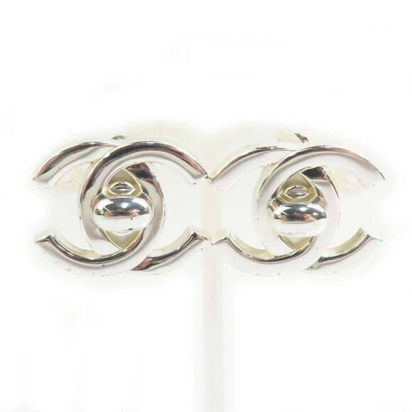 CHANEL Coco Mark Metal Silver Earrings for Women e60928a